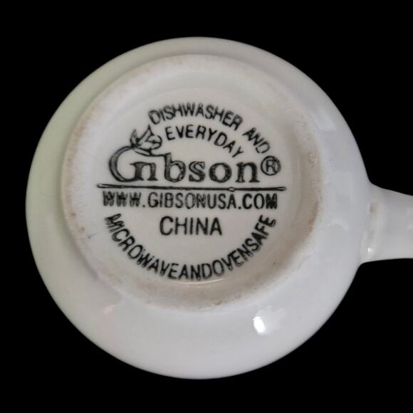 Set of 5 Gibson Stoneware Coffee Mugs White Blue Band Dishwasher Microwave Safe - Picture 5 of 6